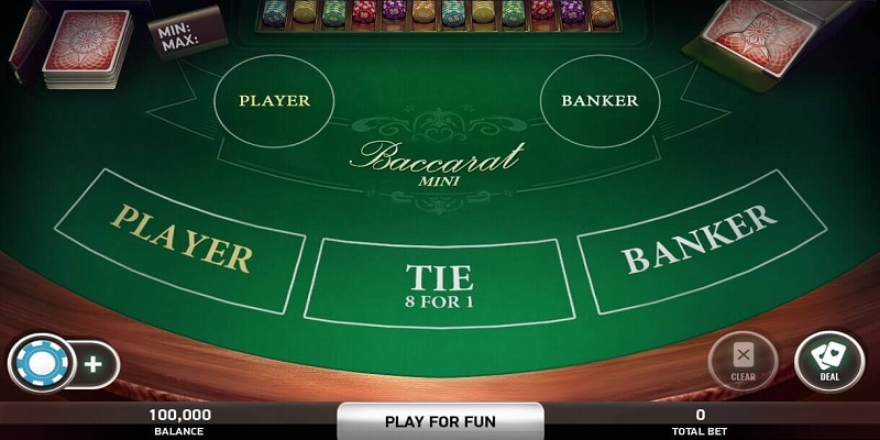 Mô phỏng cửa cược trong casino Baccarat